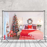 Lofaris Weiß Rot Weihnachten Festlich Schlafzimmer Szene Hintergrund